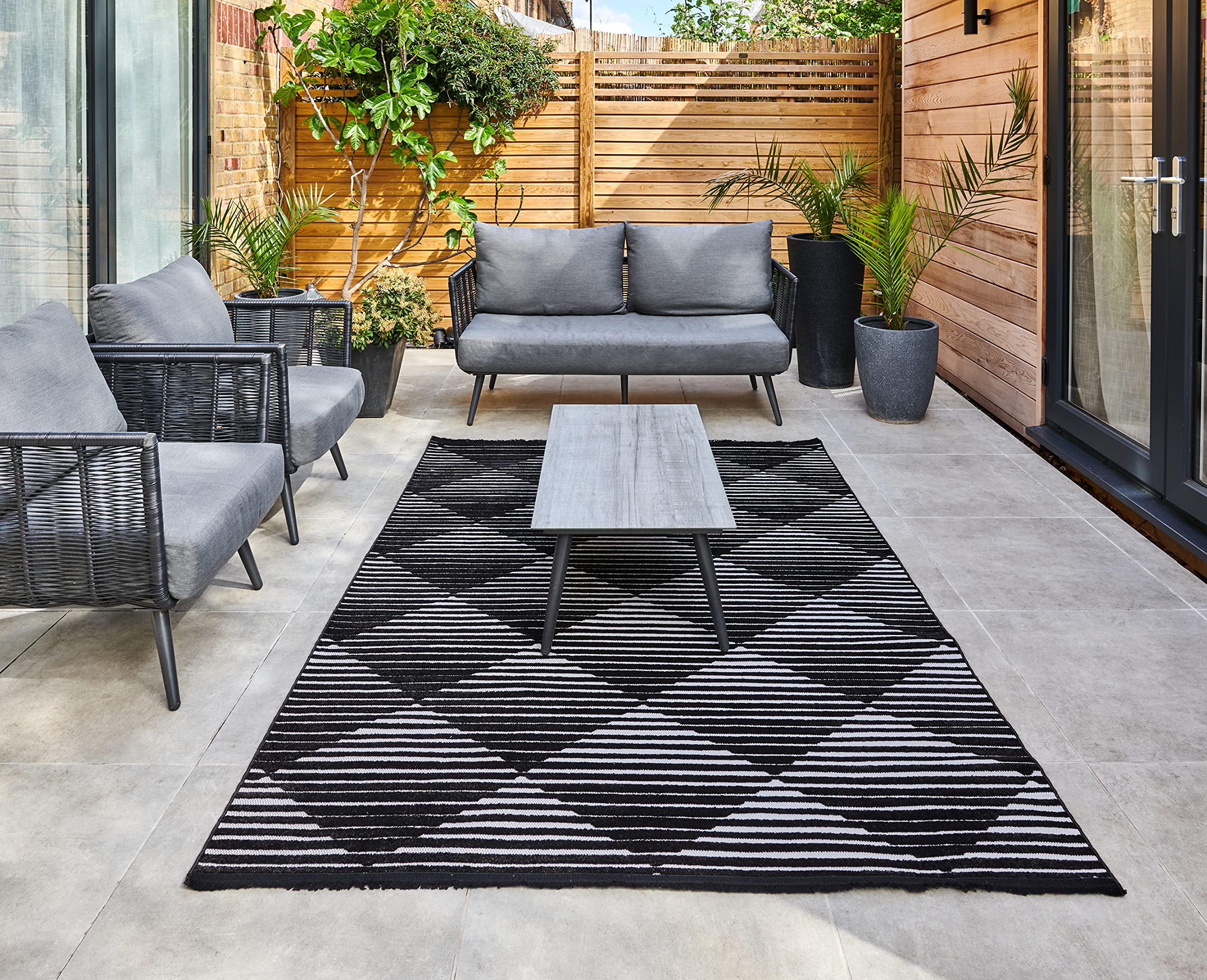 Jazz Geometric Indoor Outdoor Rug Grey