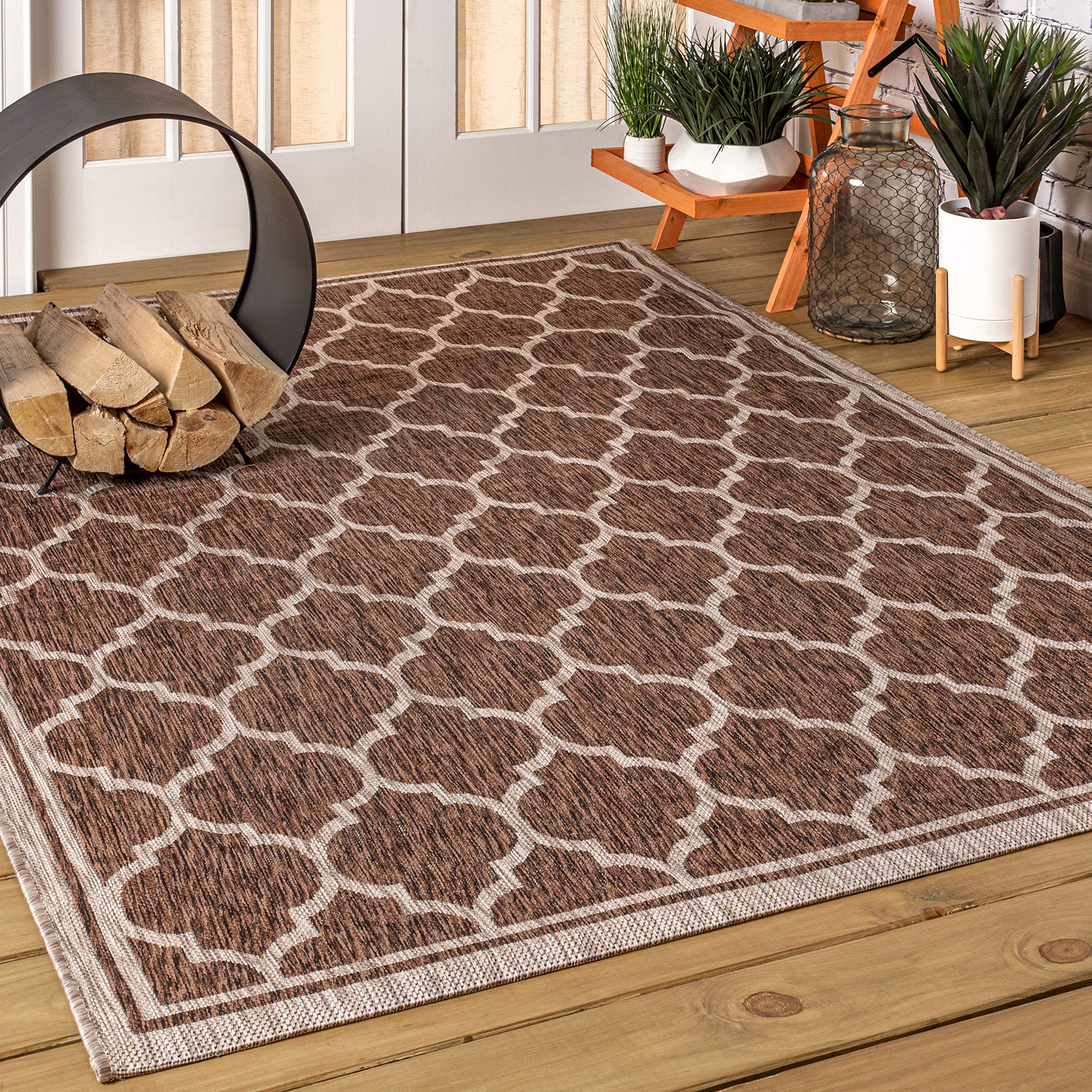 JONATHAN Y SMB109B-8 Trebol Tappeto marocchino a traliccio strutturato per interni ed esterni, moderno, costiero, bohémien, facile da pulire, cortile, patio, non spargimento, 240 cm X 300 cm