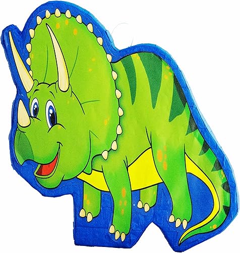 Piñata Triceratops de dinosaurio (16 x 14 x 5.5) perfecta para fiestas de cumpleaños, carnavales infantiles, fiestas de cumpleaños de dinosaurios,