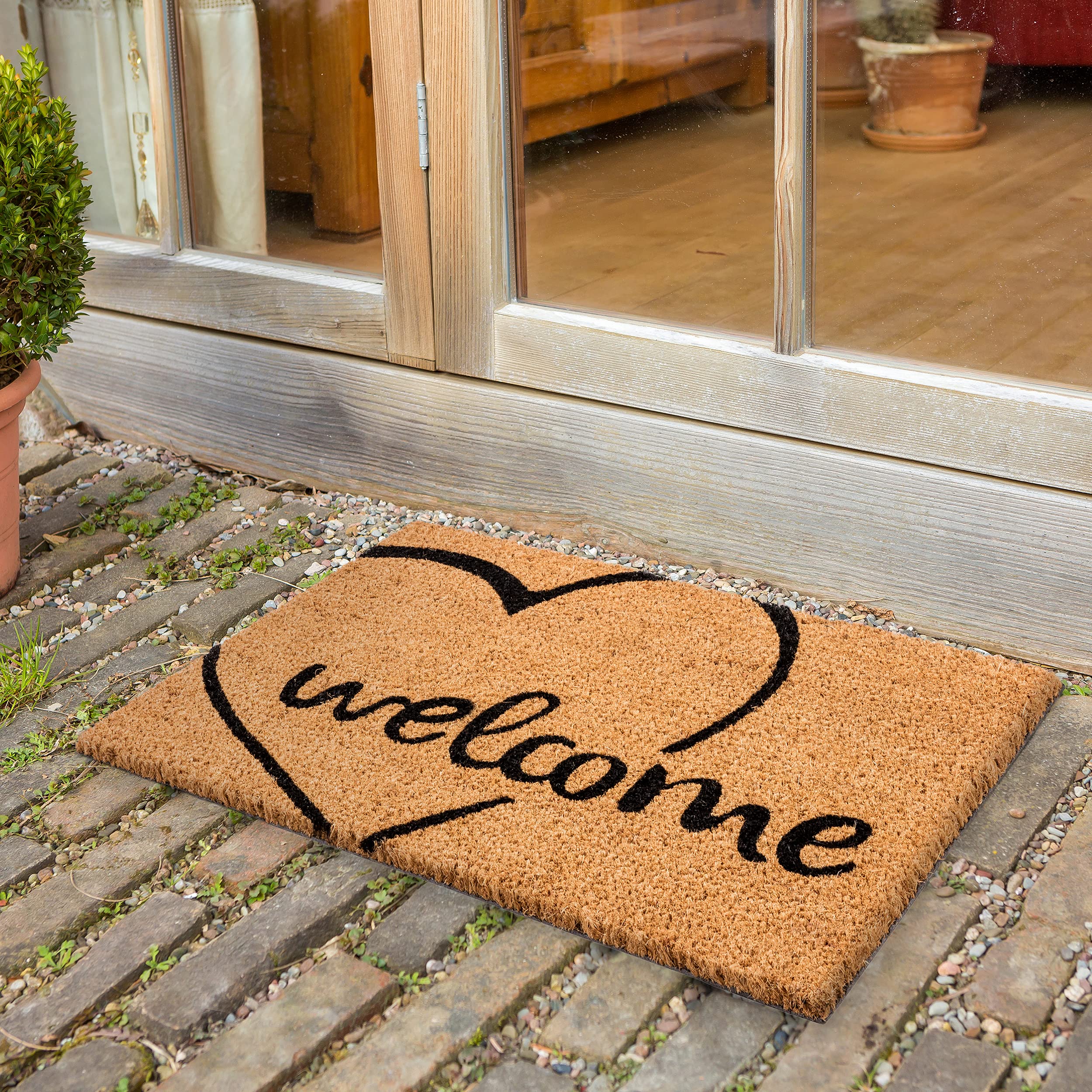 Zerbino In Cocco Design Cuori - 40x60 Cm Antibatterico Naturale Per Interni - Foto 6