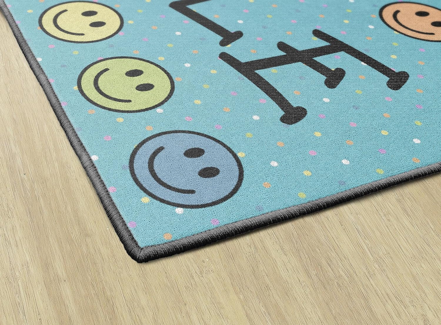 Flagship Carpets Smile Machine Washable Educational Accent Rug for Kids Room Décor, Children's Classroom Welcome Mat, Play Carpet for Teaching and Playroom, 3'x5', Blue & Multi Color