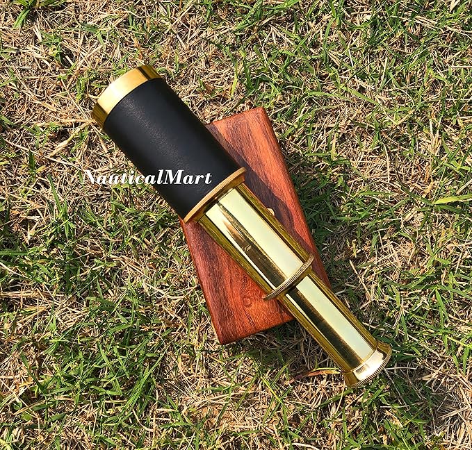 Telescopio de Latón NauticalMart con Caja de Madera - 3X Aumentos miniatura 4