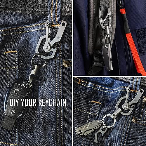 Miniatura 7 de KeyUnity KP03ST Titanium EDC Bolt Action Pen, KU00 Titanium Quickdraw Mosquetón y KM13 Paquete de conector de llavero giratorio KM13