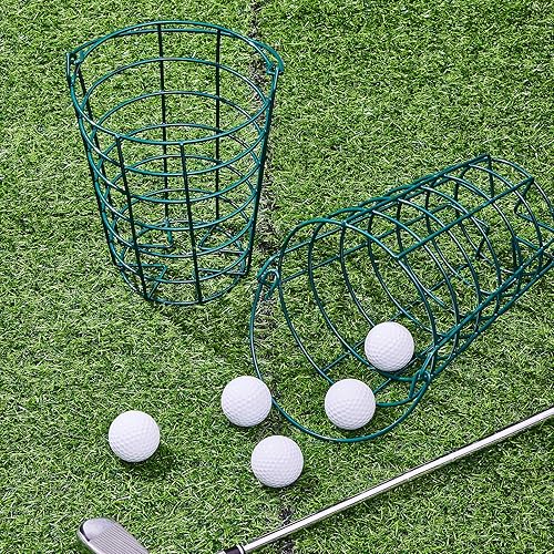 Miniatura 4 de Jenaai 4 cestas de alambre de metal verde para pelotas de golf con asa, cesta de cubo de acero inoxidable, cesta de soporte para pelotas de golf,
