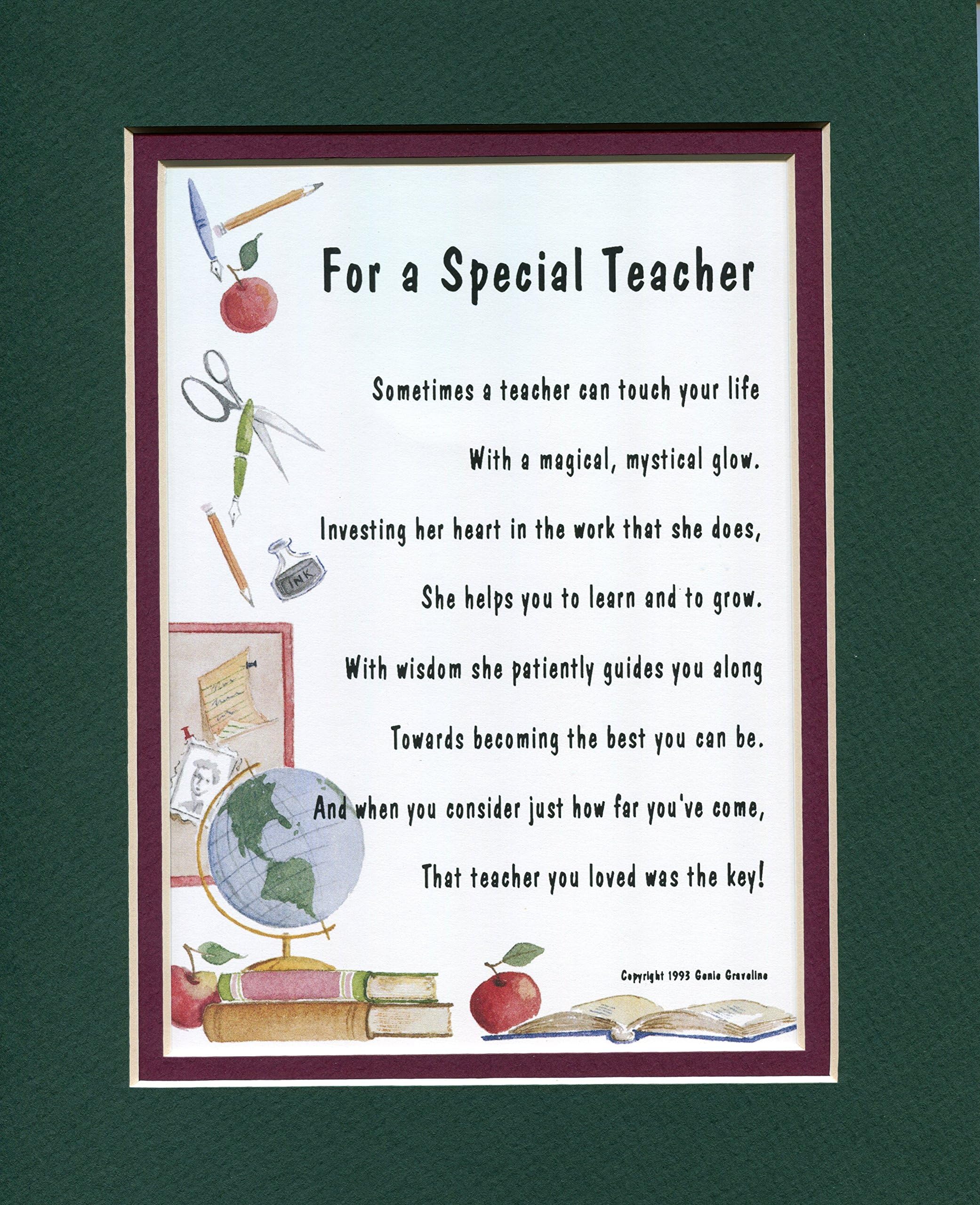 Thank-You Appreciation Gift Poem Present For A Special Teache. (female)