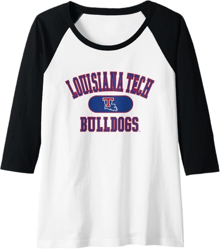 Miniatura 3 de Louisiana Tech Bulldogs Varsity Logo - Camiseta de béisbol raglán con licencia oficial, Negro - Negro/Blanco,Jaspeado Oscuro/Blanco,Jaspeado