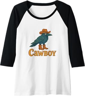 Cawboy Caw Caw Cowboy Brow Illustration Raglan Baseball Tee