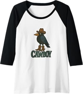 Cawboy Caw Caw Cowboy Brow Illustration Raglan Baseball Tee