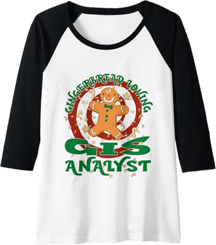 Miniatura 3 de GIS Analyst Job Gingerbread Funny Xmas Raglan Baseball Tee