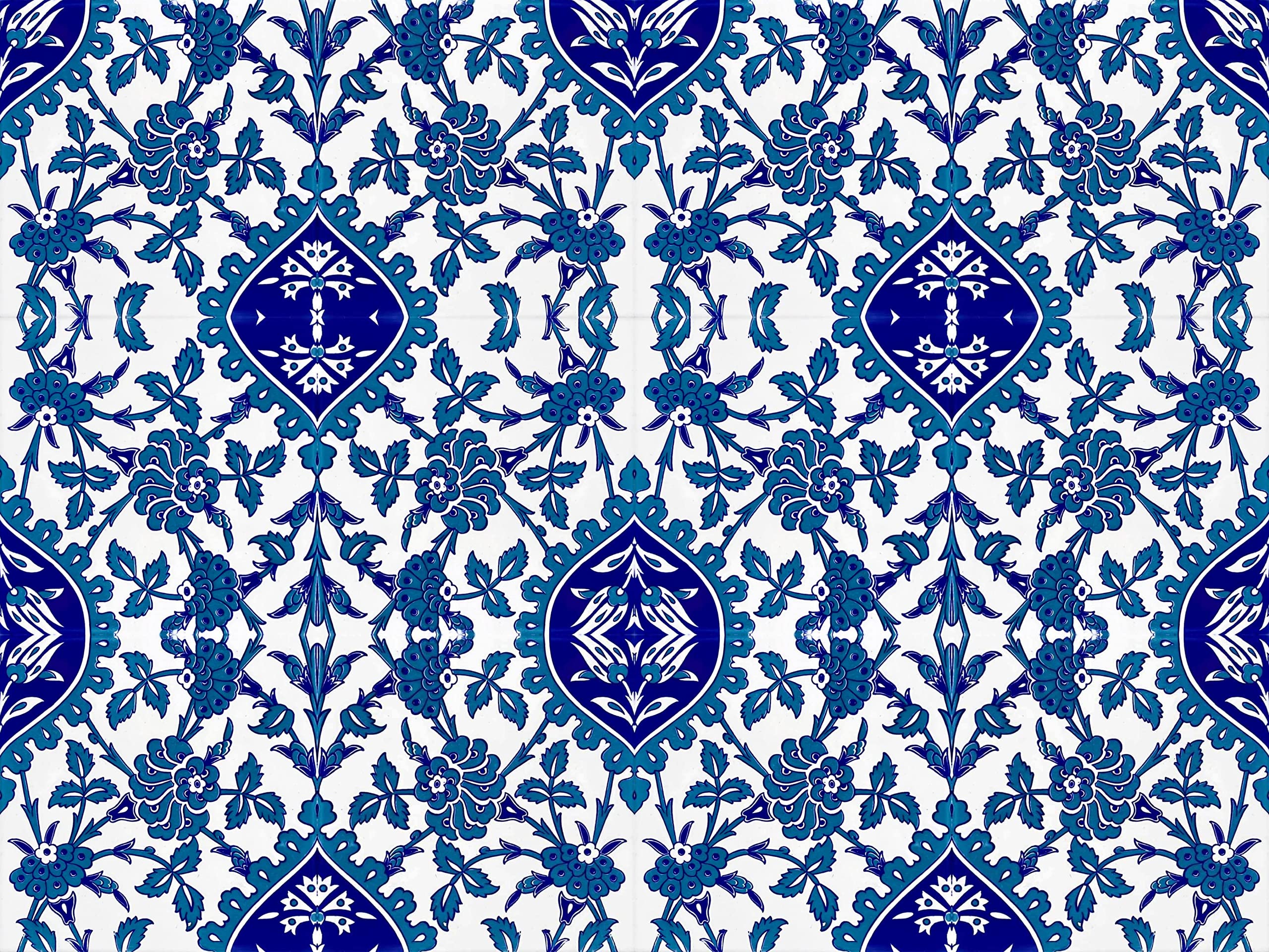 Piastrelle cucina e bagno decorate in ceramica Cerames Erol 20x20 cm | Rivestimenti Iznik colorati, 1 confezione - 0,48m2 (12 pezzi), mattonelle decorative ideale per cucina o bagno, rustico