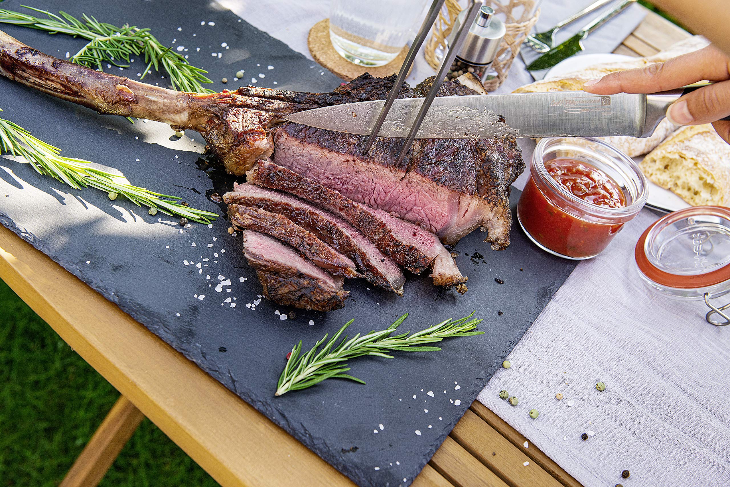 FMprofessional - Tenedor de Carne para filetes, asados y Verduras de Fackelmann, Tenedor para Barbacoa con Puntas largas, Tenedor para trinchar para Girar y Fijar Carnes y Coser, Color Plateado