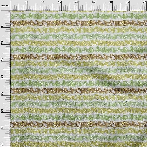 Miniatura 4 de oneOone Cotton Jersey Light Green Fabric Florals Fabric for Sewing Printed Craft Fabric by The Yard 58 Inch Wide-XS