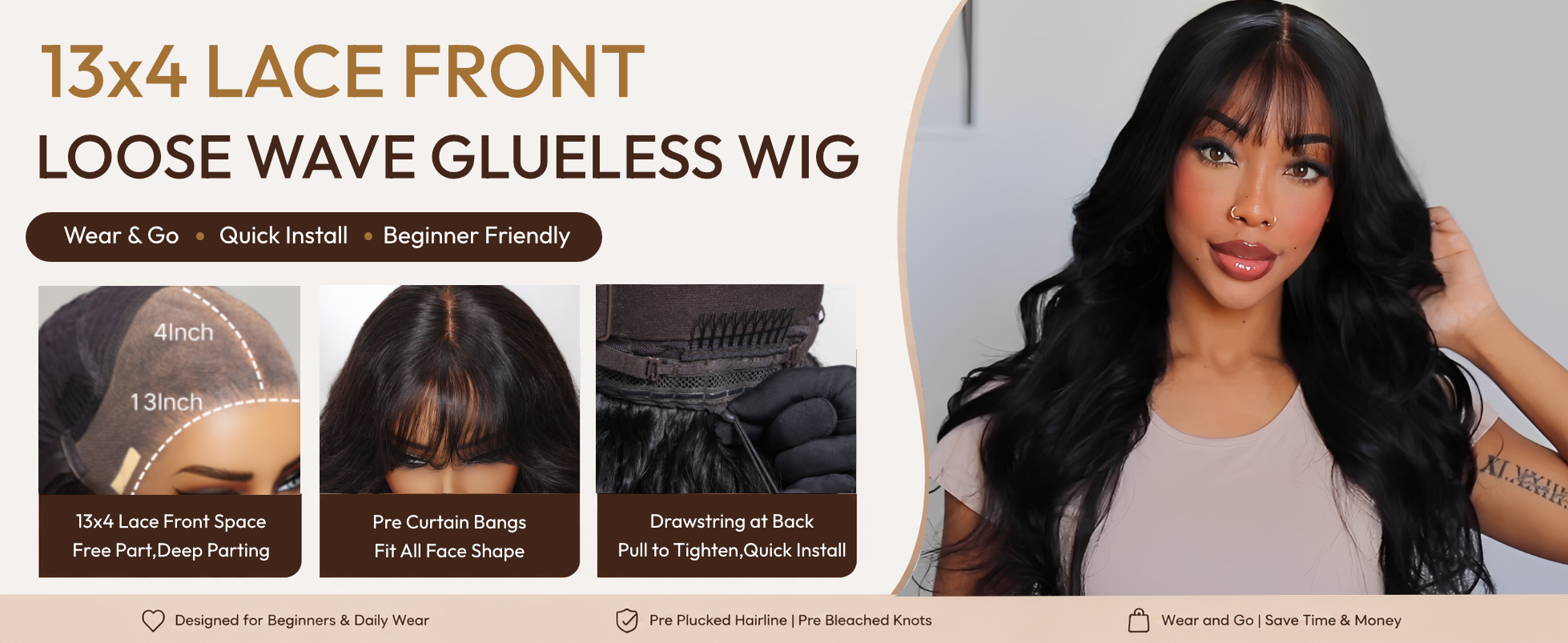 Amazon.com : UNICE Pre Everything Body Wave 13x4 Lace Front 