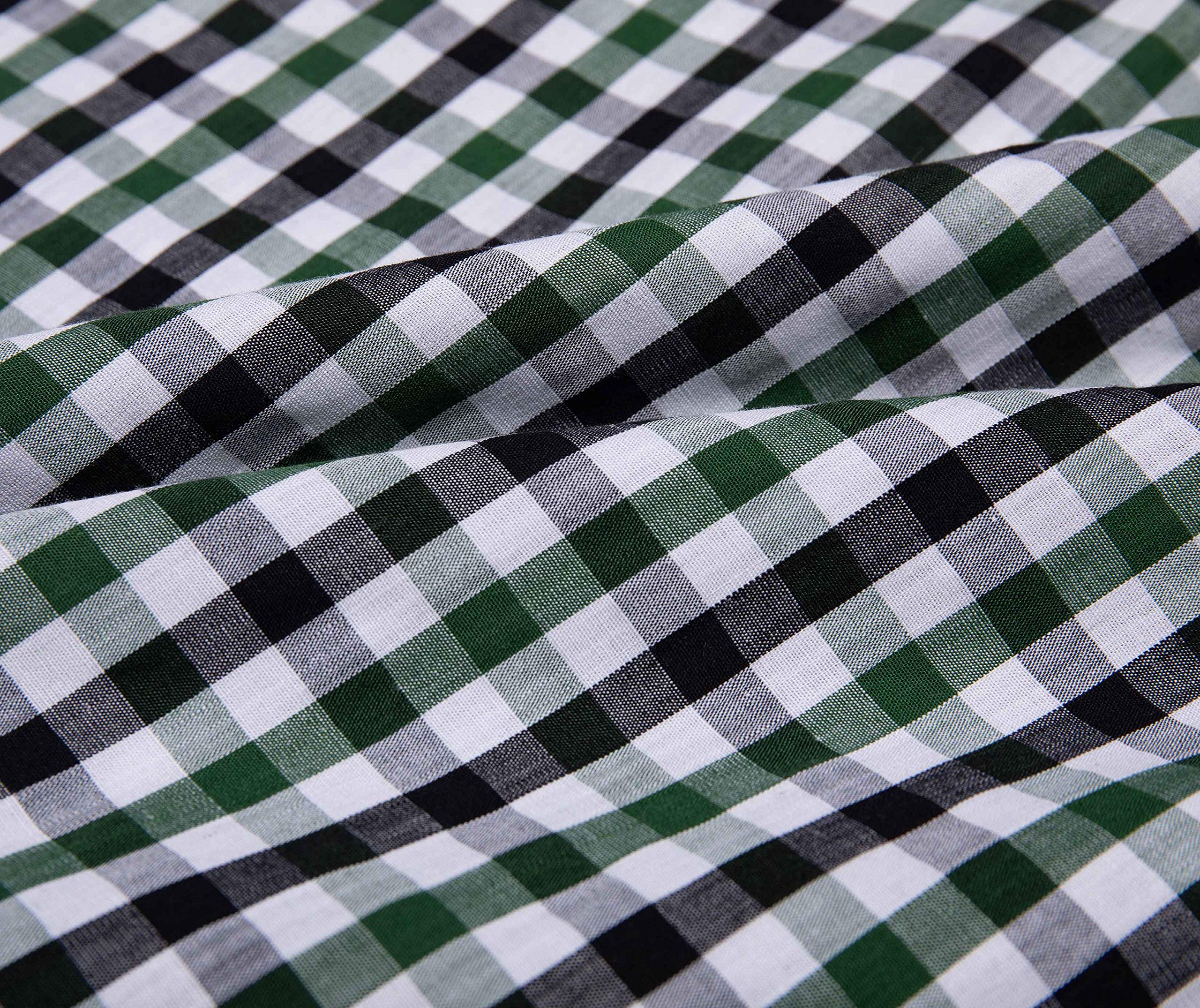 Bienzoe Camisa deportiva de manga corta de algodón a cuadros para niño - verde - 12-13 años