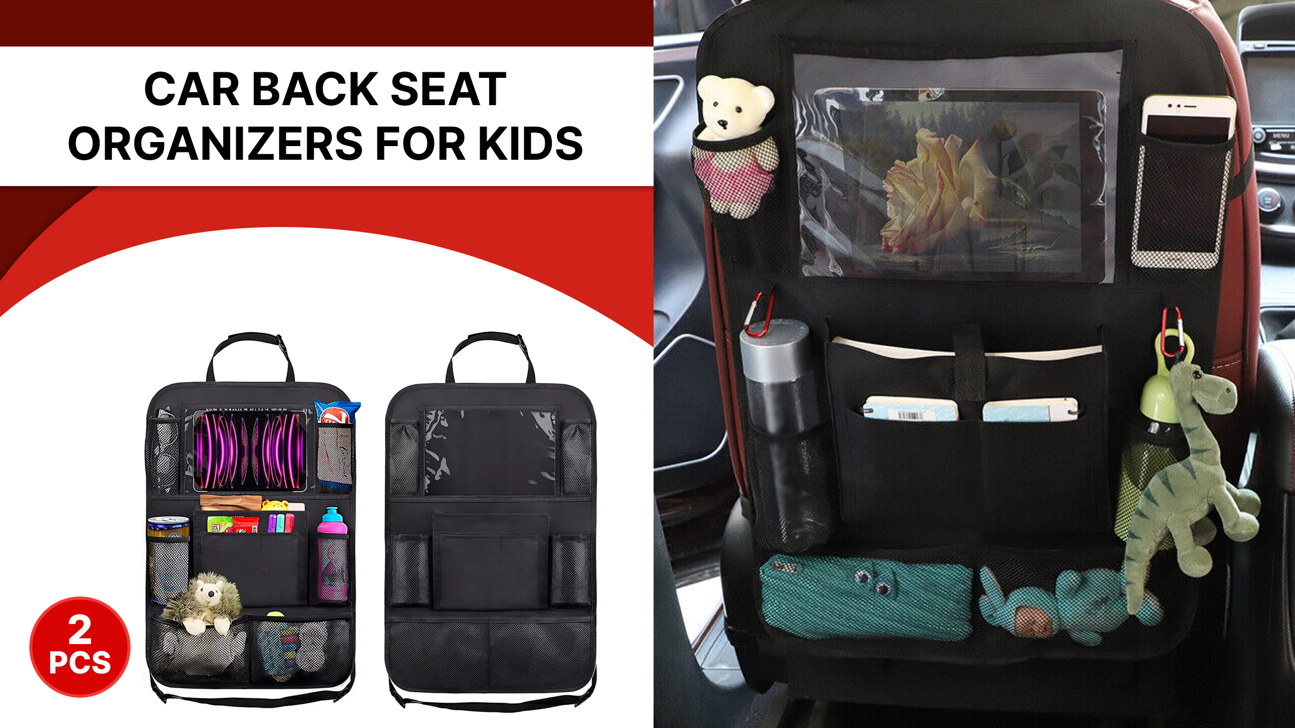 Amazon.com: 2 Pcs Backseat Car Organizer - Travel-Ready 23.4x16