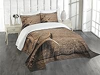 Vista 1 de Ambesonne Colcha con cuernos de ciervo sobre mesa de madera, textura rústica, superficie, temporada de caza, arte de reunión de otoño, juego