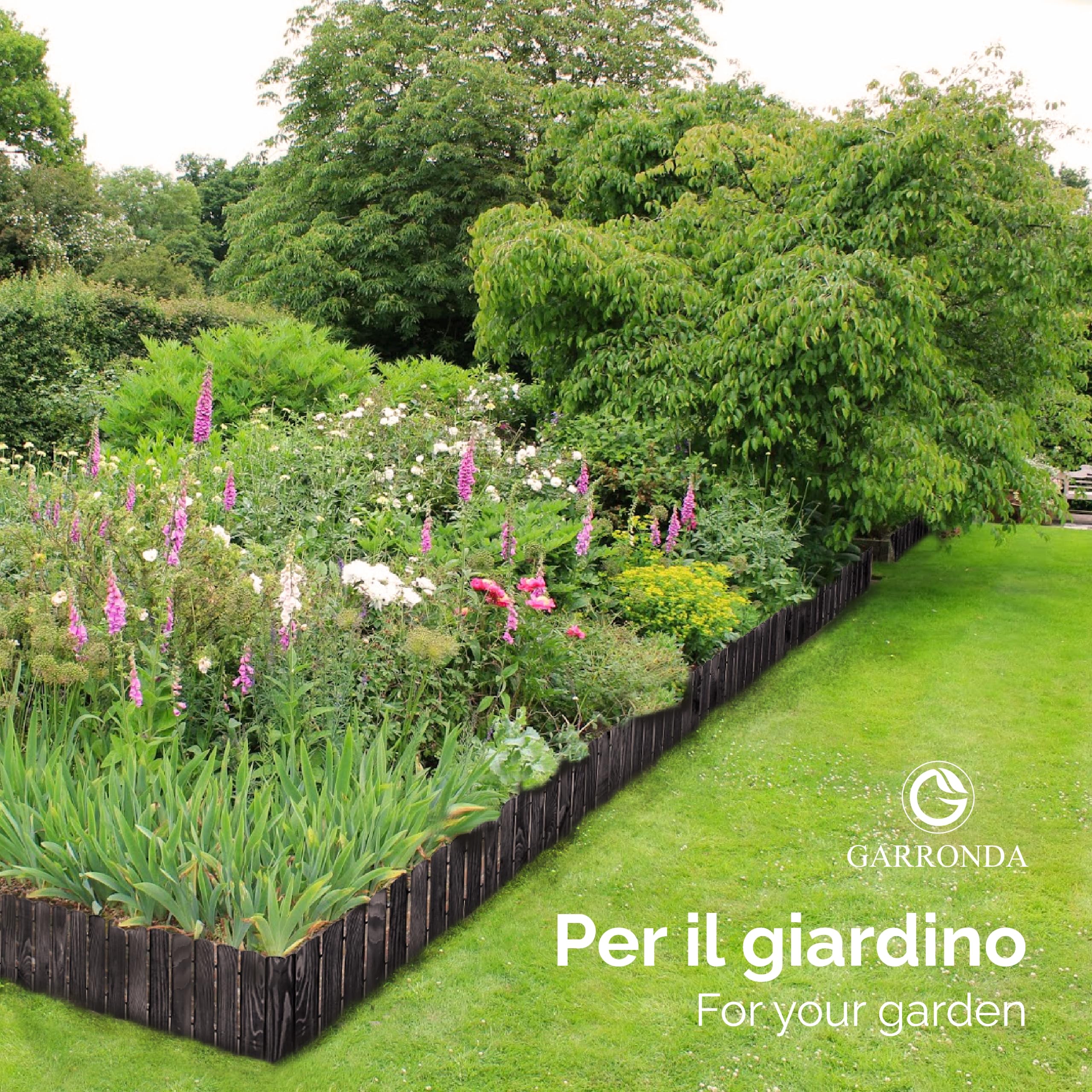 Garronda bordatura giardino bordura per aiuola staccionata in legno per giardino cordolo per aiuole Rollborder Recinzione Bassa Aiuola Lunghezza: 200 cm GD-0106 (Verde scuro, Altezza: 8 cm)