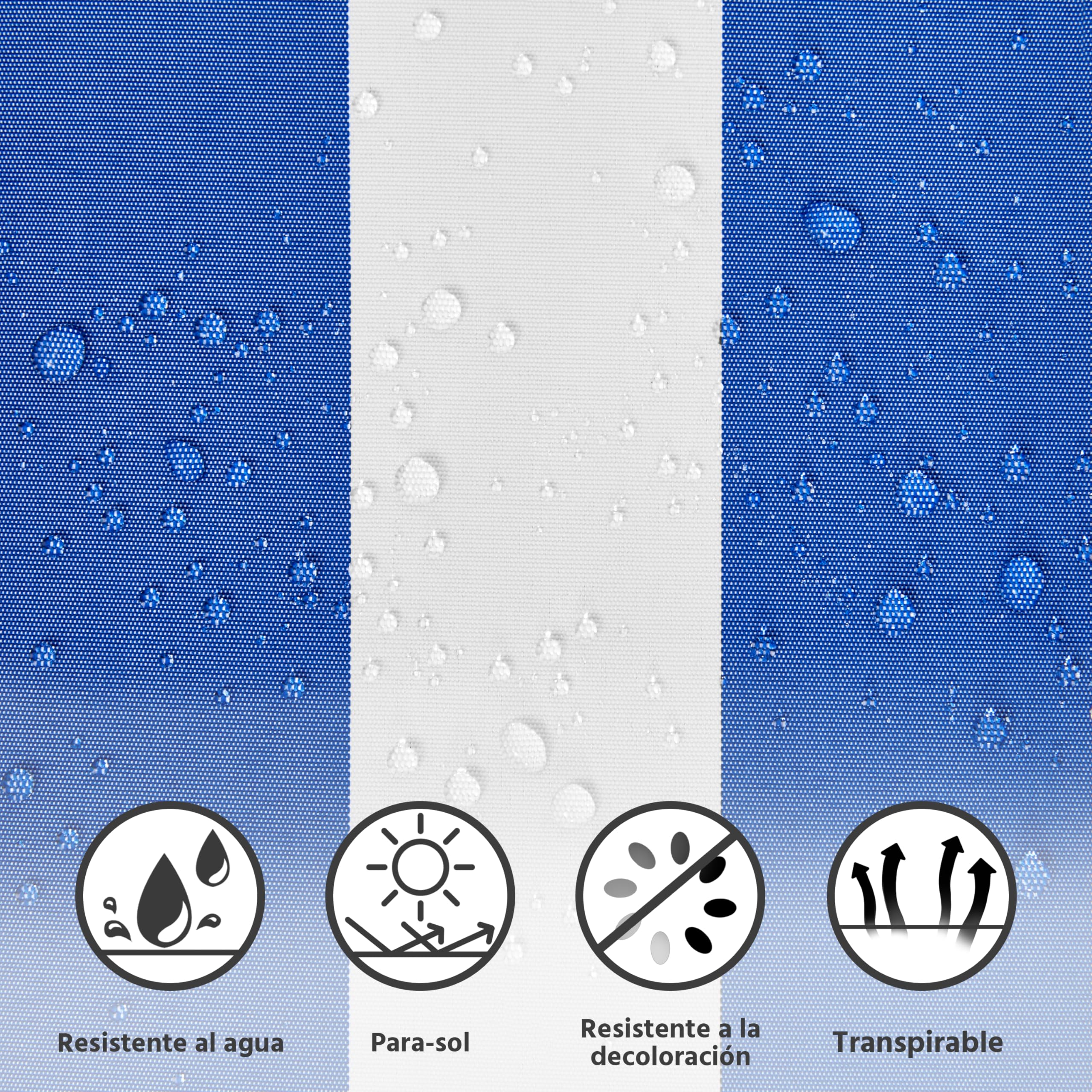 Yaheetech Toldo Manual Retráctil Exterior Toldo Enrollable Exterior Altura Ajustable con Manivela Sin Taladro Resistente a UV Repelente al Agua para Balcón Terraza Patio Jardín 300 cm Azul y Blanco