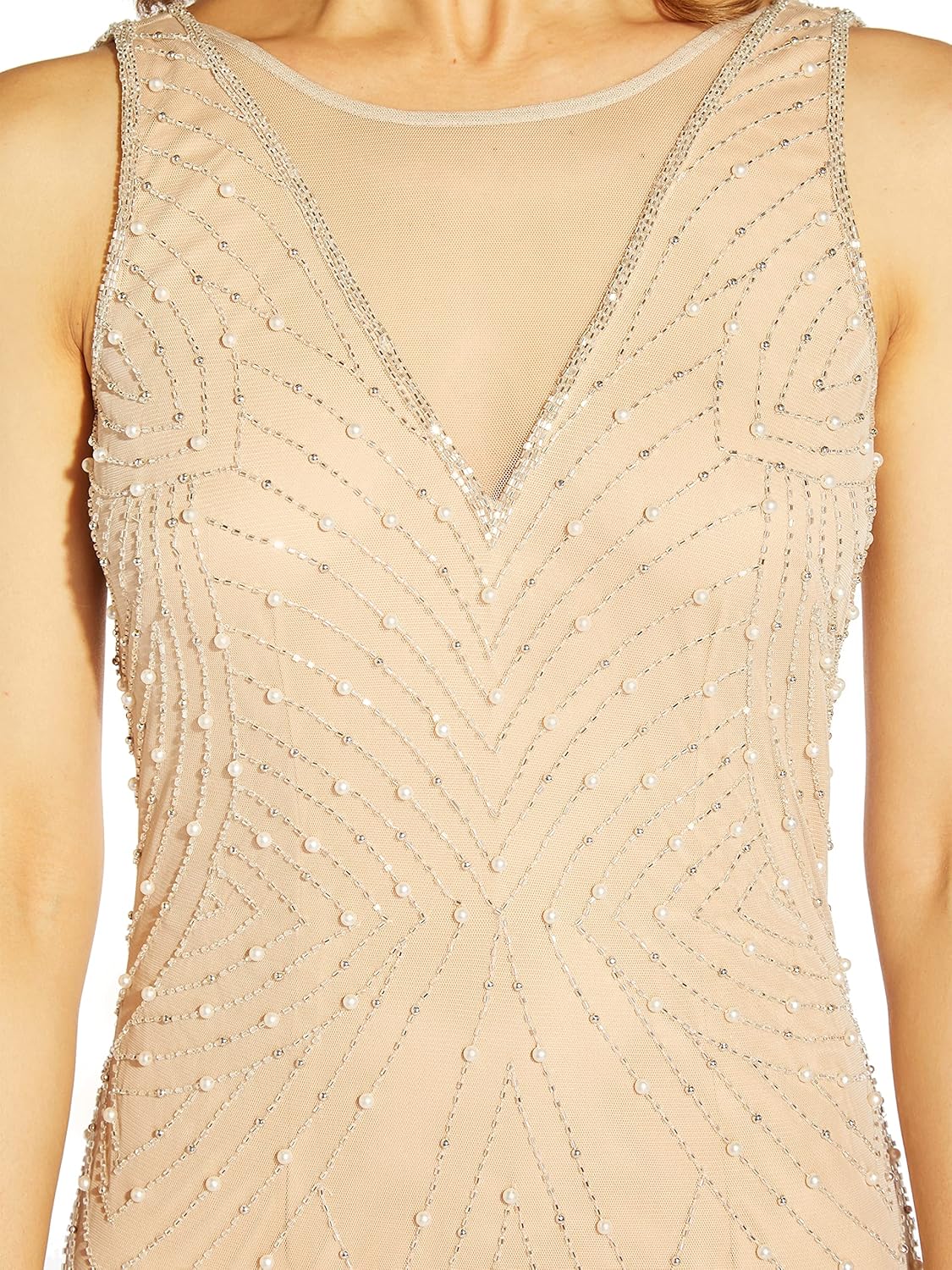 Adrianna Papell Women's Beaded Halter Godet Gown