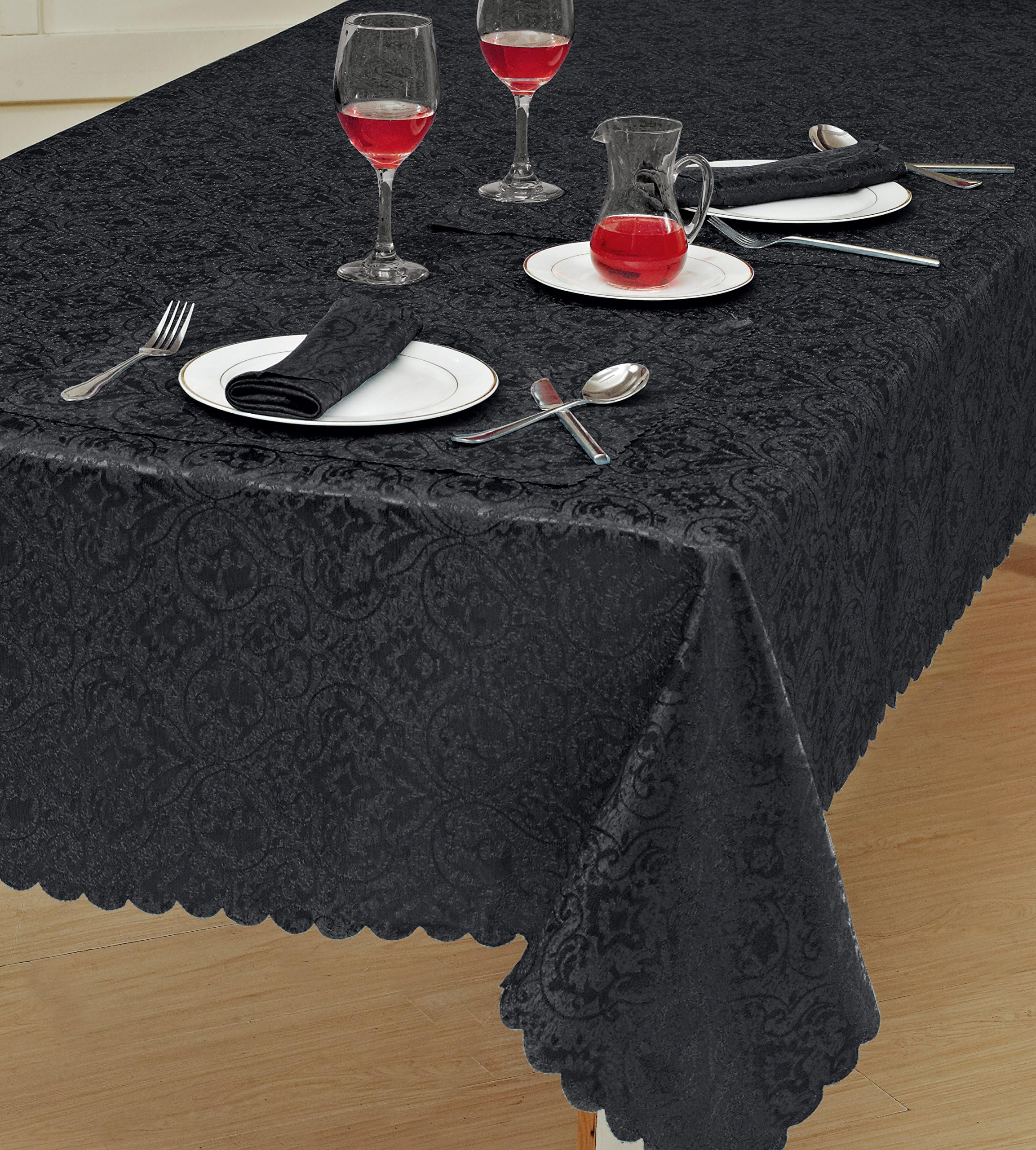 Prime Linens Home Decorative Classic Damask Printed Jacquard Tablecloth Rectangle Round Runner