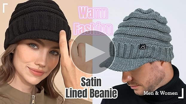 Hat Hut Beanie Hat for Women Men Satin Lined Beanie for