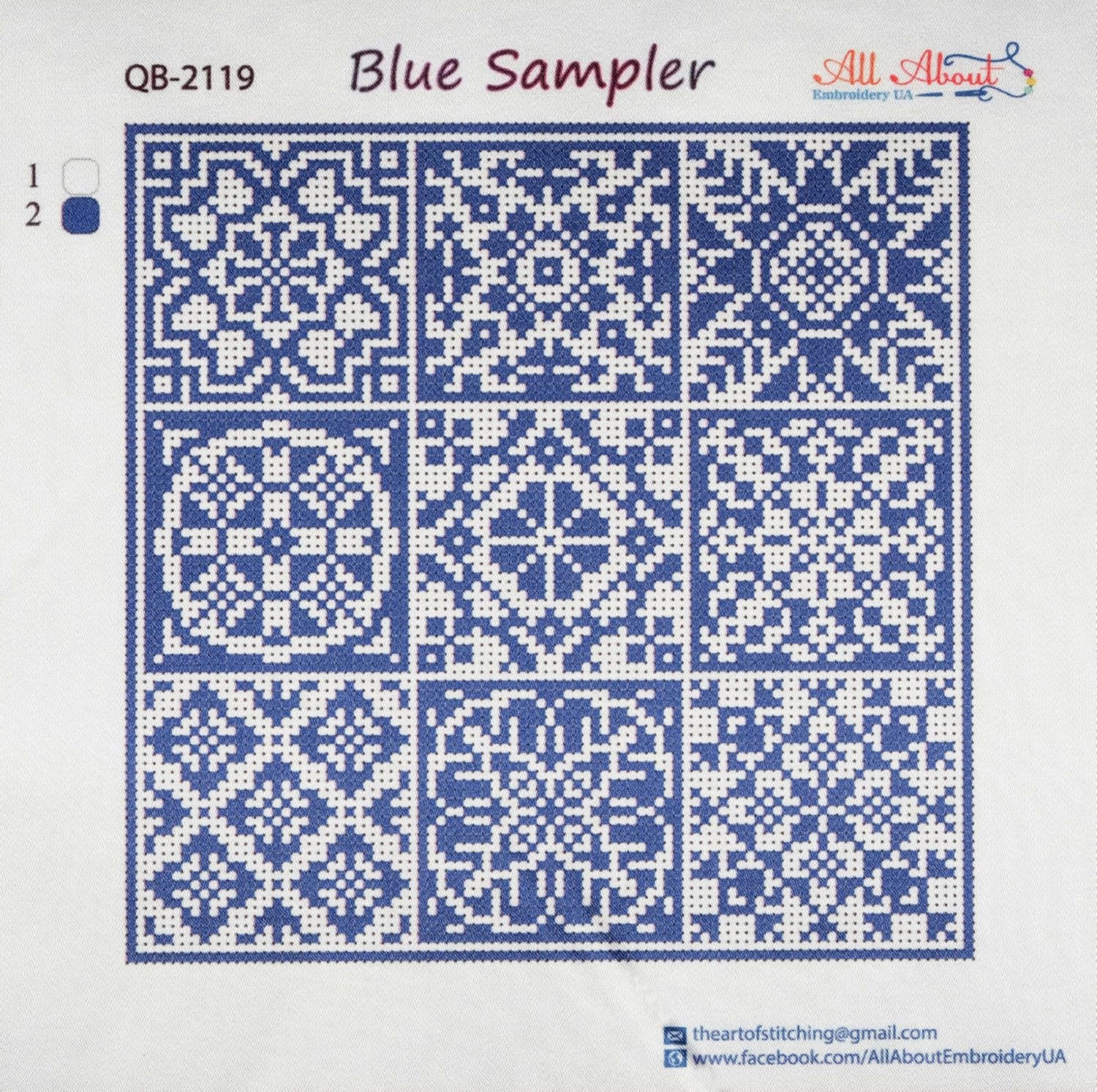 Bead Embroidery Kit Quaker Sampler AllAboutEmbroidery Beaded Cross Stitch Quaker Needlework (Blue)
