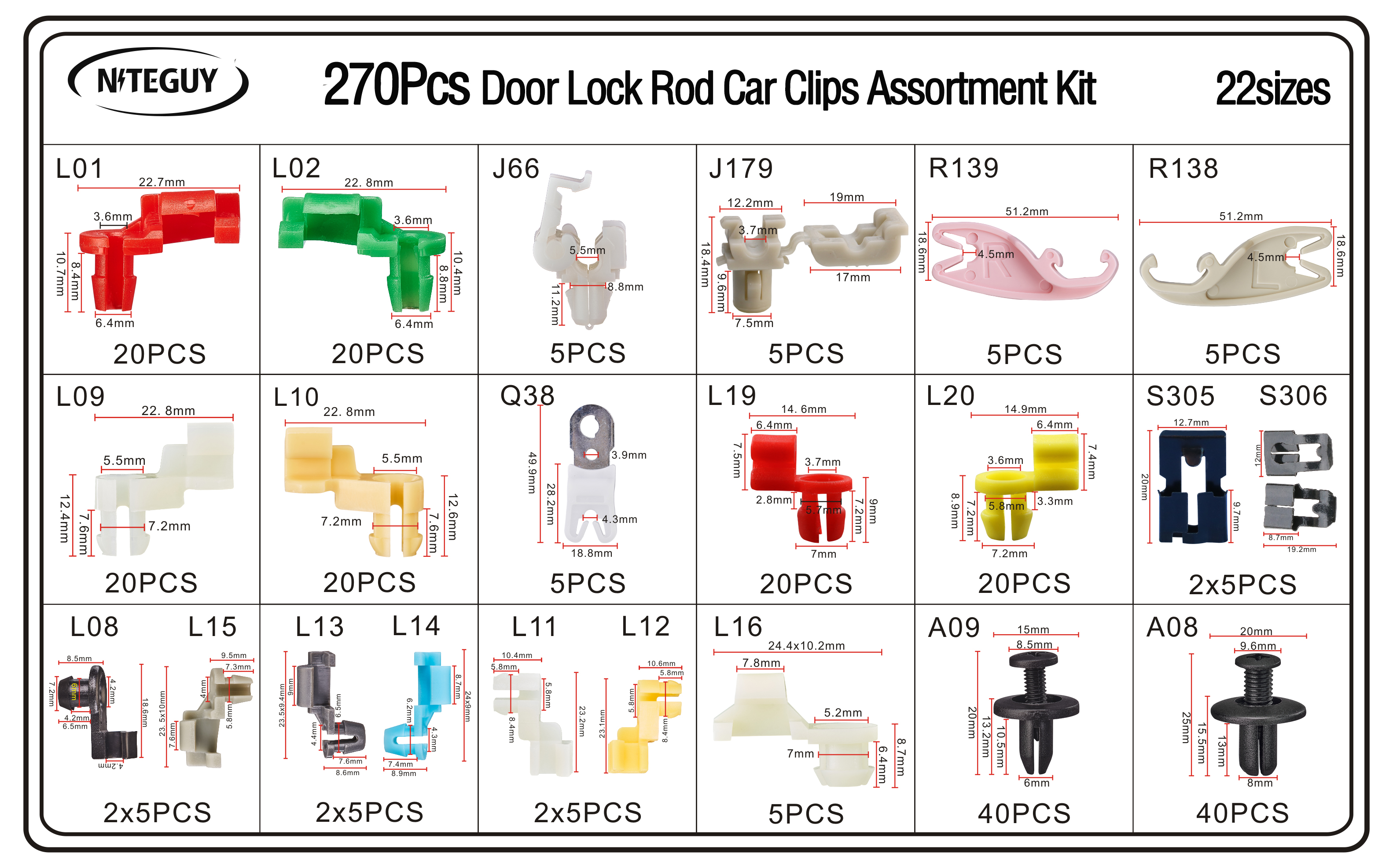 Amazon.com: 274Pcs Door Lock Rod Car Clips Assortment Kit,Door