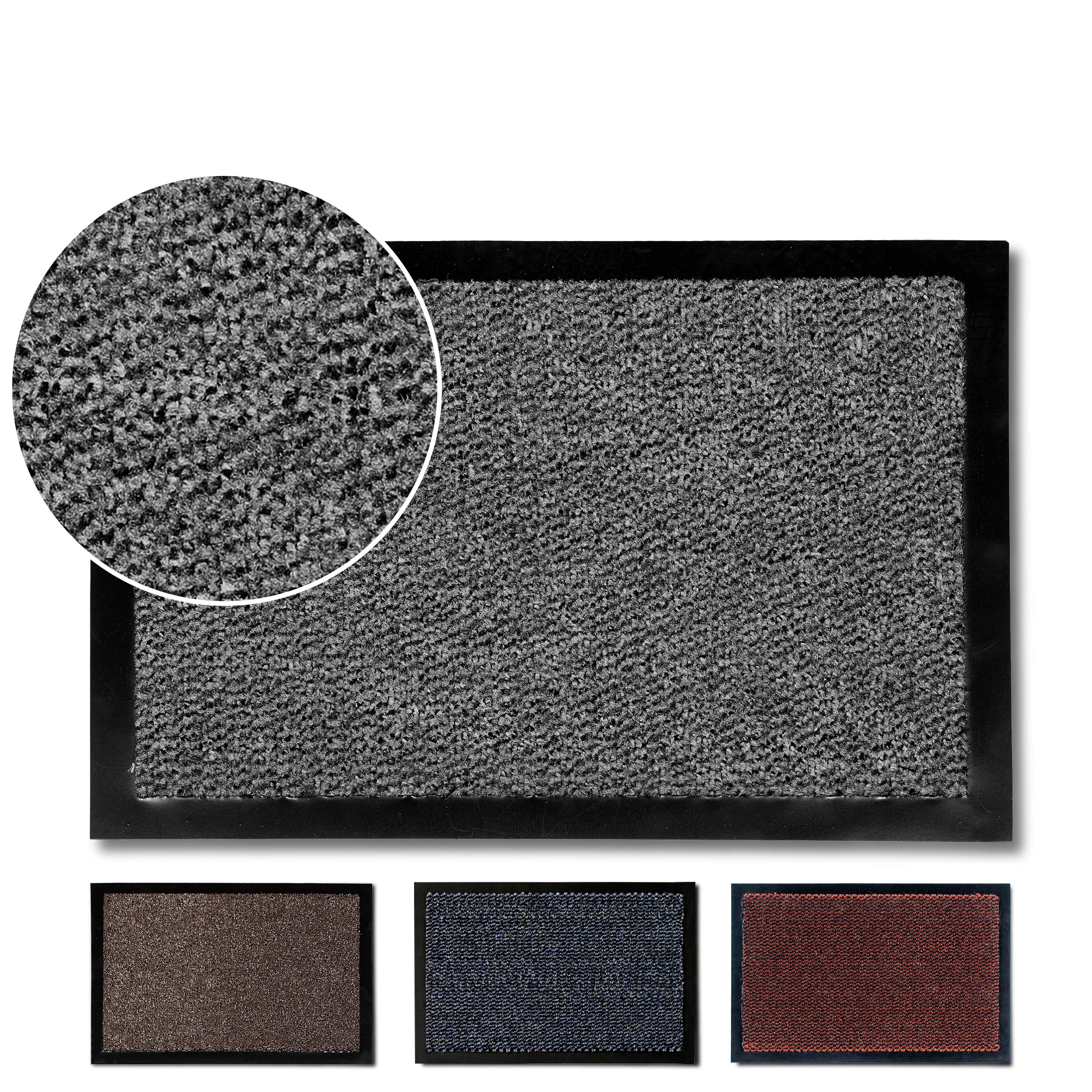 Carpido Zerbino Grigio screziato 60 x 90 cm per interni - Classico tappeto da ingresso ad asciugatura rapida - Tappeto antiscivolo - Zerbino resistente