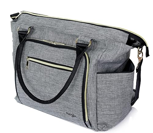 SMART Baby Diaper Bag with Portable Phone Charger, Changing Pad, Wet Dry Bag ~ Unisex, Best for Travel ~ Comes with Stackable Snack Container and Power Pack