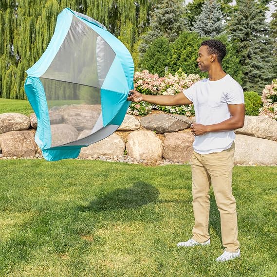 Regalo Safety My Play Deluxe Baby Playpen & Portable Play Yard with Canopy, Foldable 6-Panel Indoor Outdoor Playpen for Babies & Toddlers, Mesh Sides, Washable Nylon Bottom, 48, Aqua/Black