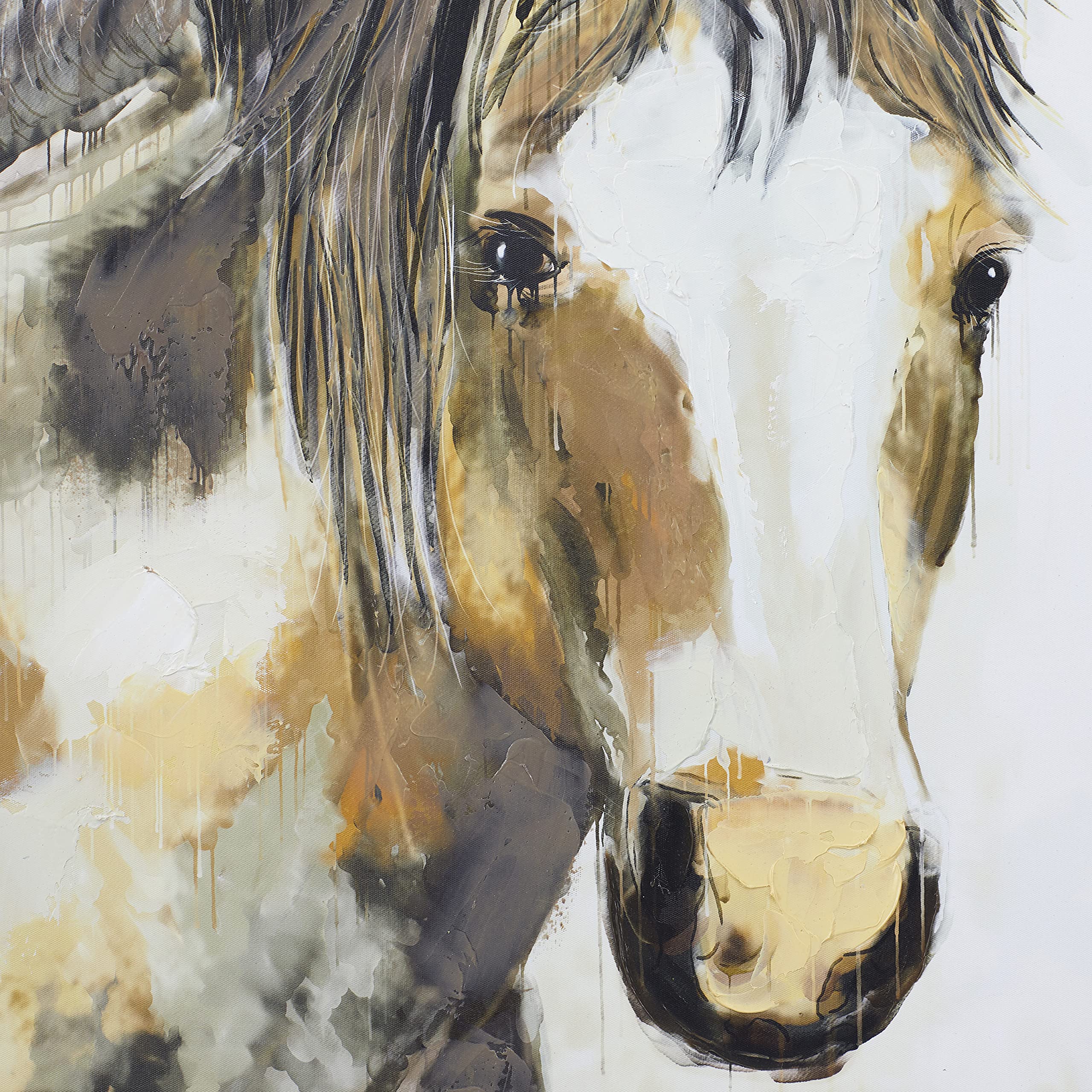 Amazon.co.jp: Deco 79 キャンバス 馬 額入りウォールアート ゴールド