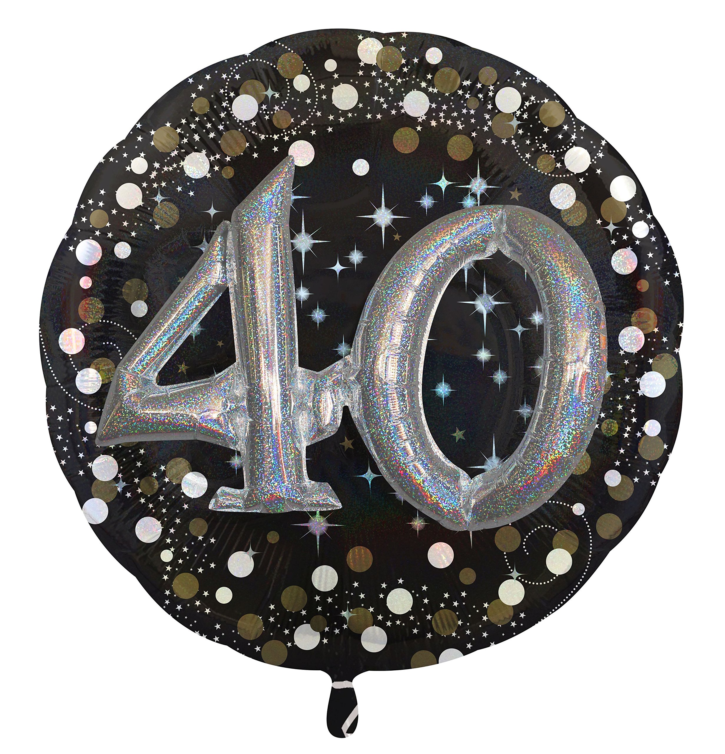 Amscan 3215201 - Multi Balloon Sparkling Birthday 40, Folienballon, circa 81 x 81 cm, Heliumballon, Geburtstag