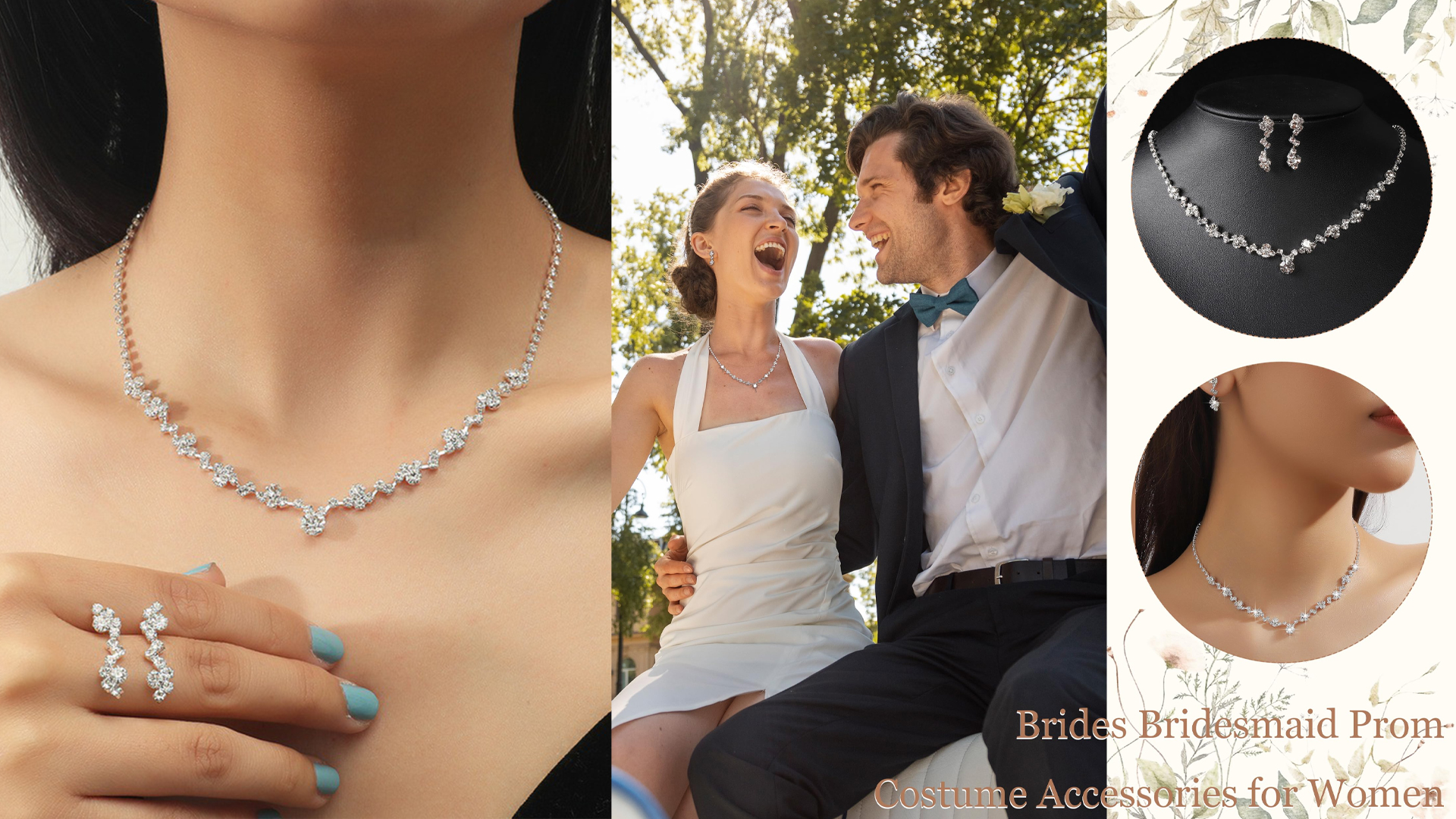 Parure De Bijoux De Mariée En Strass : Collier Tendance En