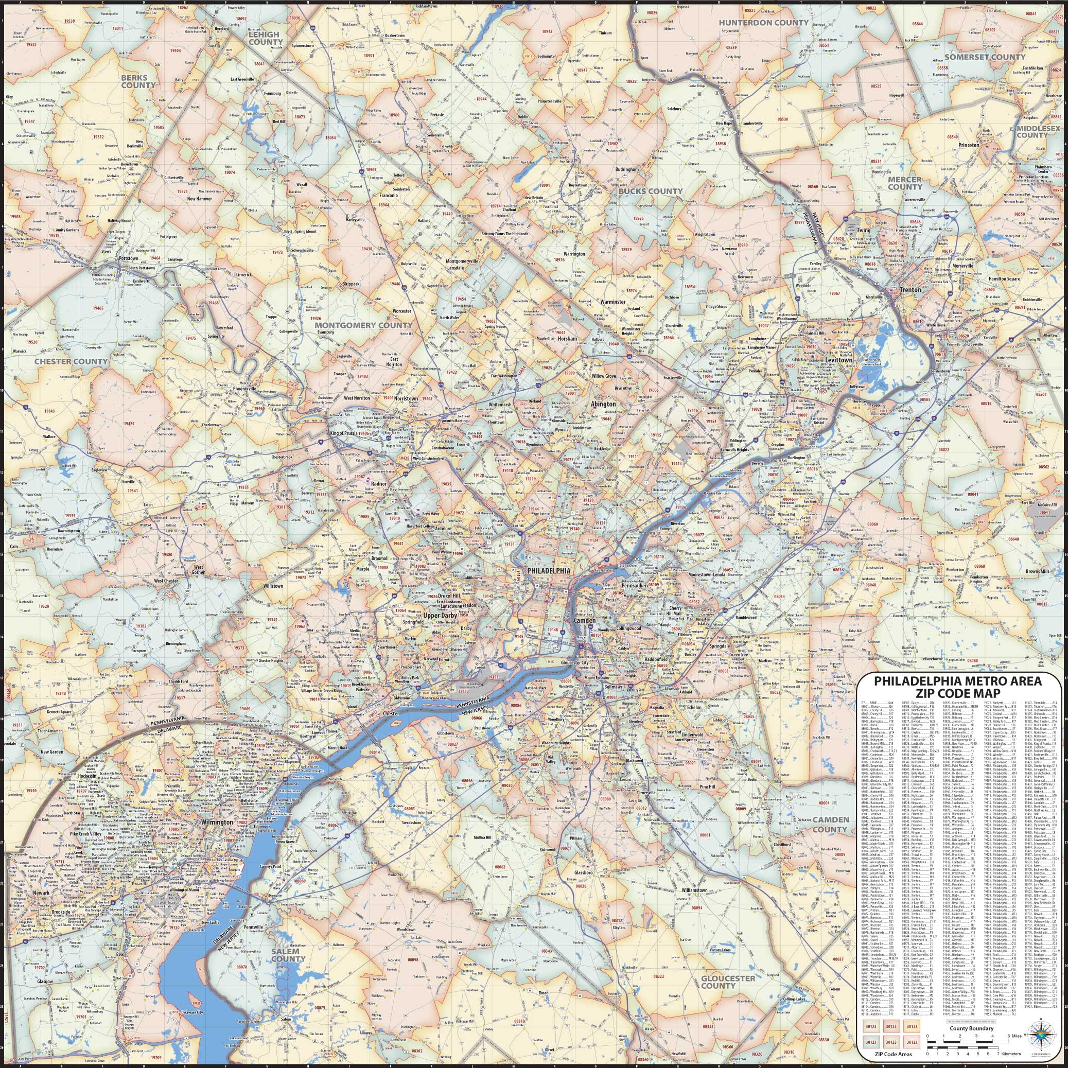 Philadelphia Zip Code Map