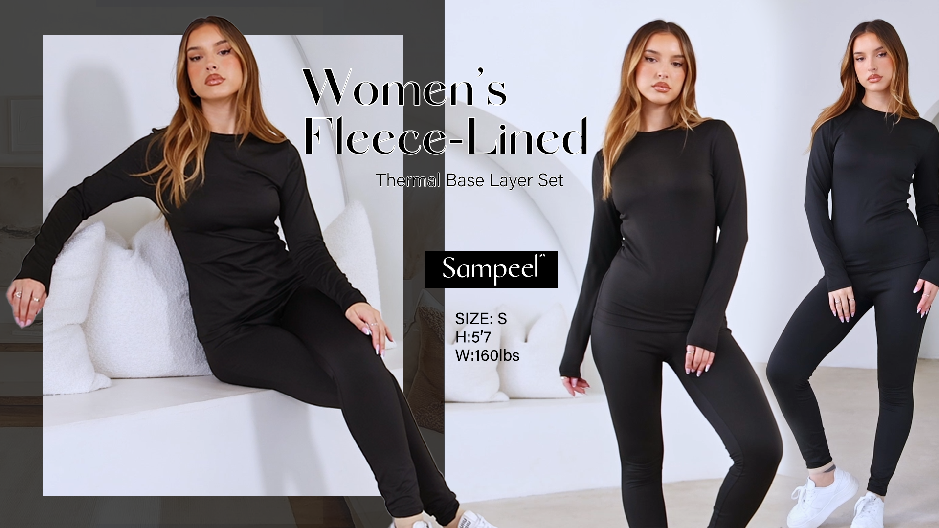 Sampeel Thermal Underwear for Women Cold Weather Clothes Fleece