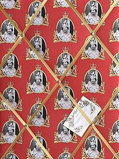 Custom Handmade Bespoke Fabric Pin Memo Notice Photo Cork Memo Board With God Save The Queen in Red Royal Platinum Jubilee Fabric With Your Choice of Sizes & Ribbons