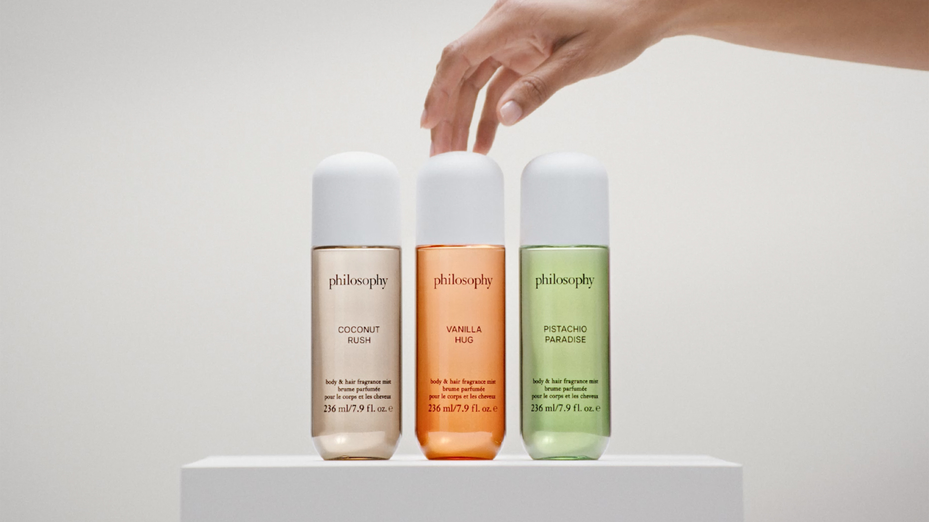 philosophy hair and body mists – long-lasting fragrance mists for women with skin-loving ingredients – hydrates & refreshes for 24 hours – vanilla, pistachio & coconut scent options
