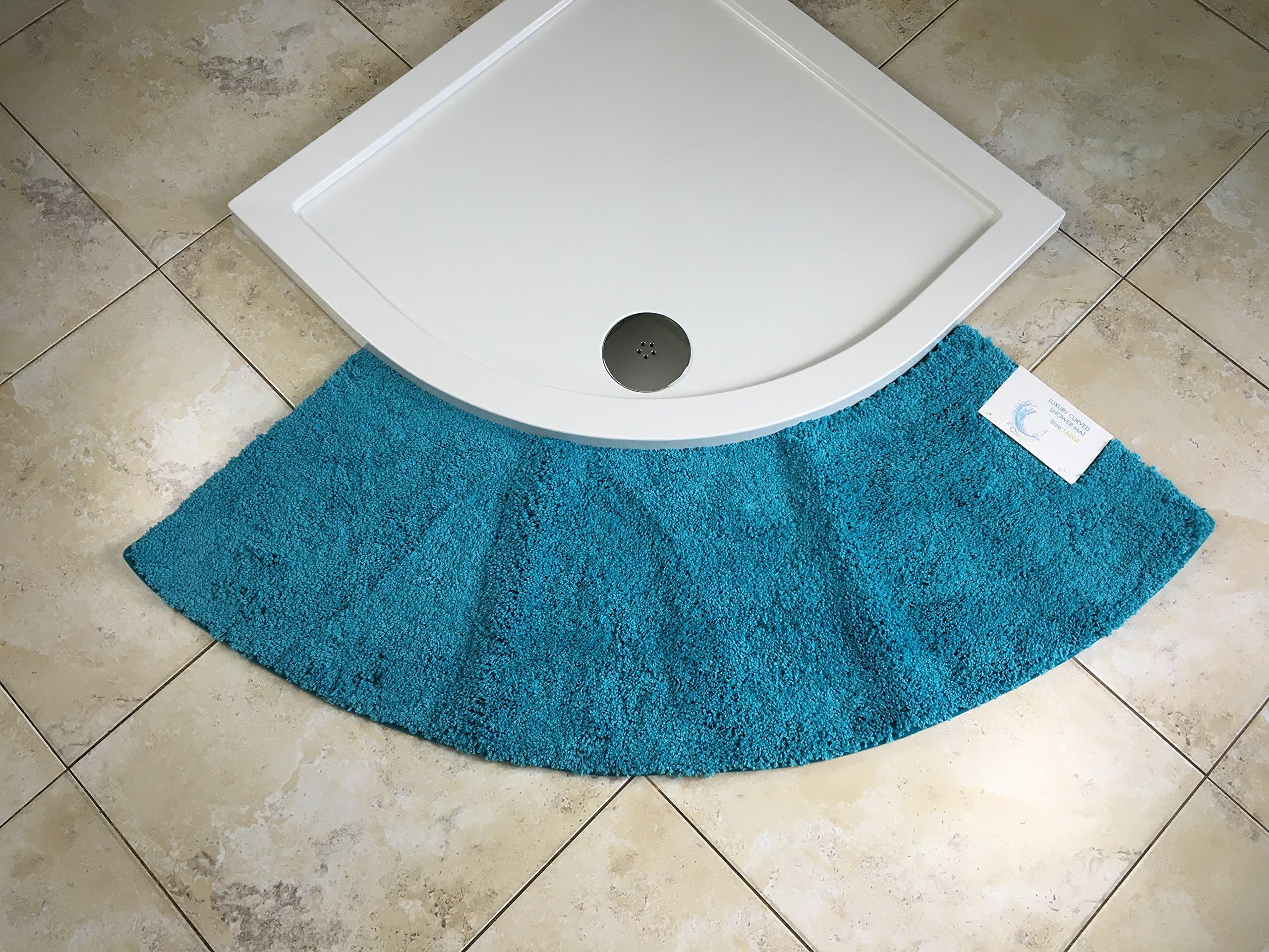 Cazsplash Luxury Quadrant Large Curved Shower Mat (Teal)