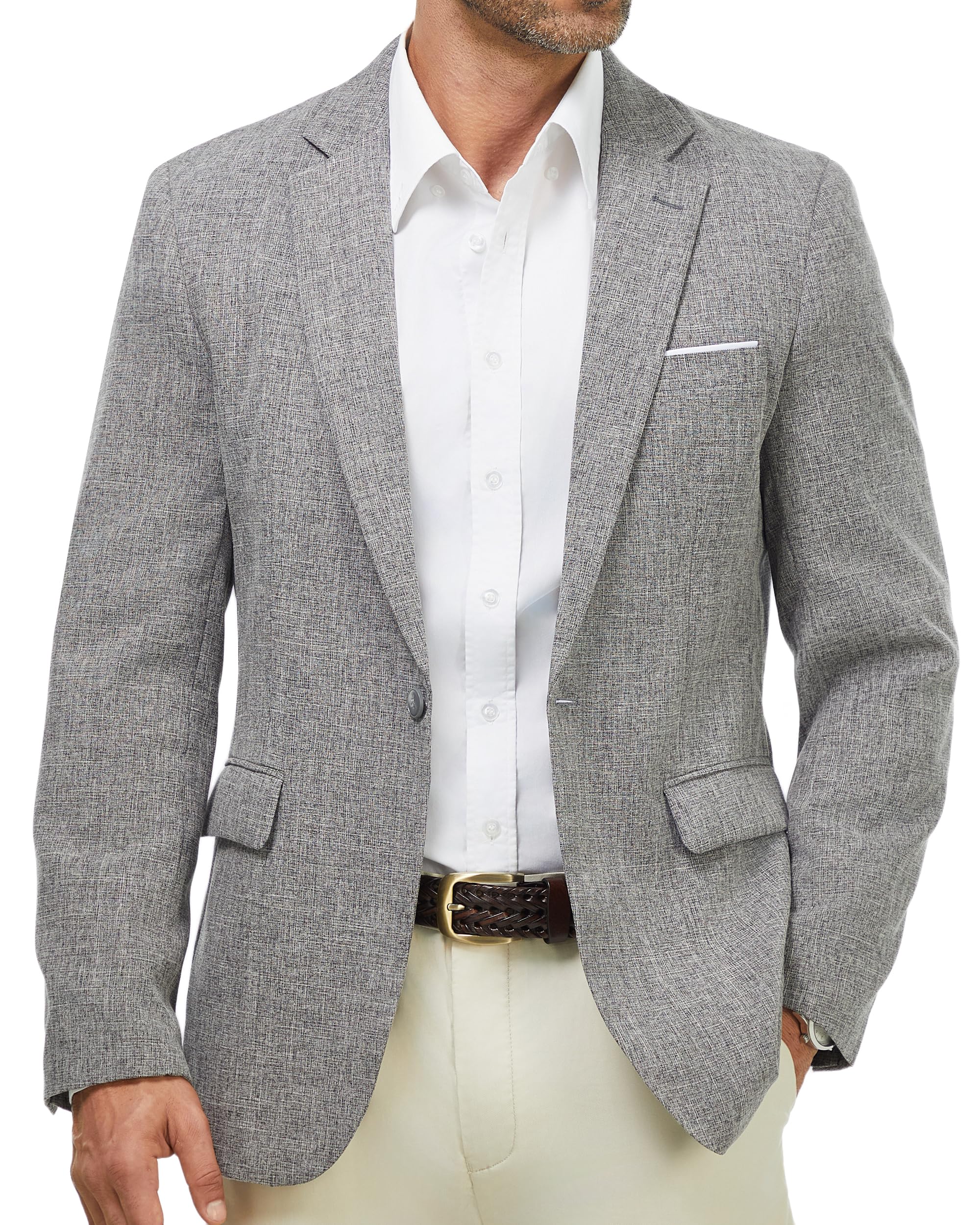 WULFUL Mens Casual Sport Coat Blazer Lightweight One Button Suit Jackets