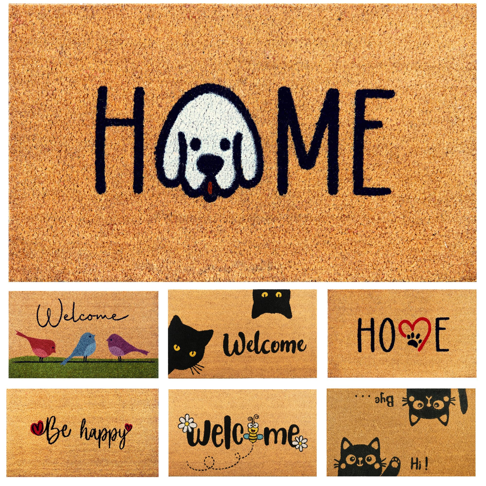 Felpudo Home Perro de Fibra Coco - 70x40cm - Felpudos Antideslizantes - Felpudos Originales para la Entrada a Casa, Pasillos, Puertas de Exterior-Accesorios para el Hogar-Material Resistente