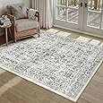 Dark Black Area Rug 4x6 Office Entryway Rug Machine Washable Kitchen Vintage Distressed Non Slip Carpet Indoor Retro Floral Accent Throw Door Mat for Bathroom Bedroom Dining Living Room
