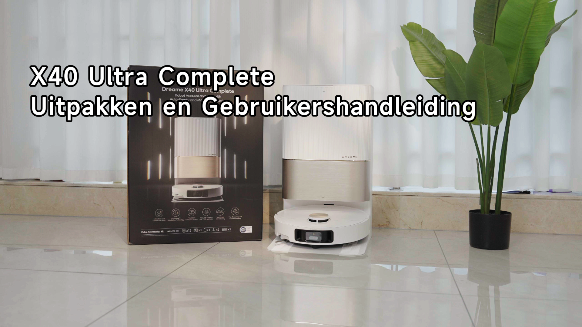 DREAME X40 Ultra Complete Robotstofzuiger met afneembare en optilbare dweil,uitgebreide reiniging met zijborstels, zuigkracht van 12.000 Pa, zelfreinigende dweil en wasbord van 70 ℃,automatisch legen