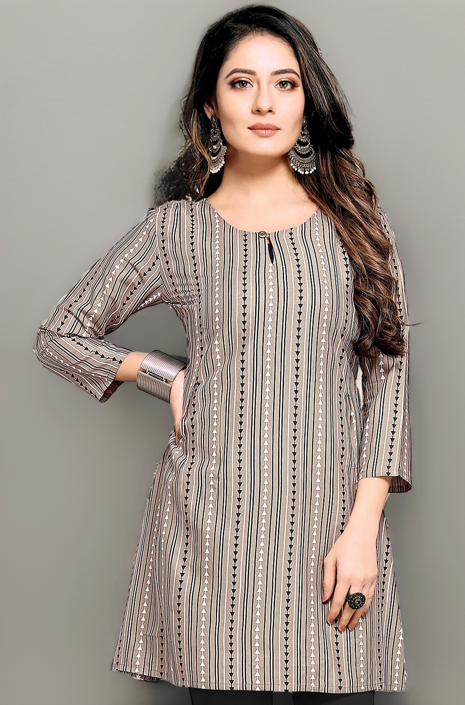 Shiv Textiles Rayon Fabric Printed Round Neck Short Kurtis for Women Top Dresses Kurti for Ladies & Girls Kurtis