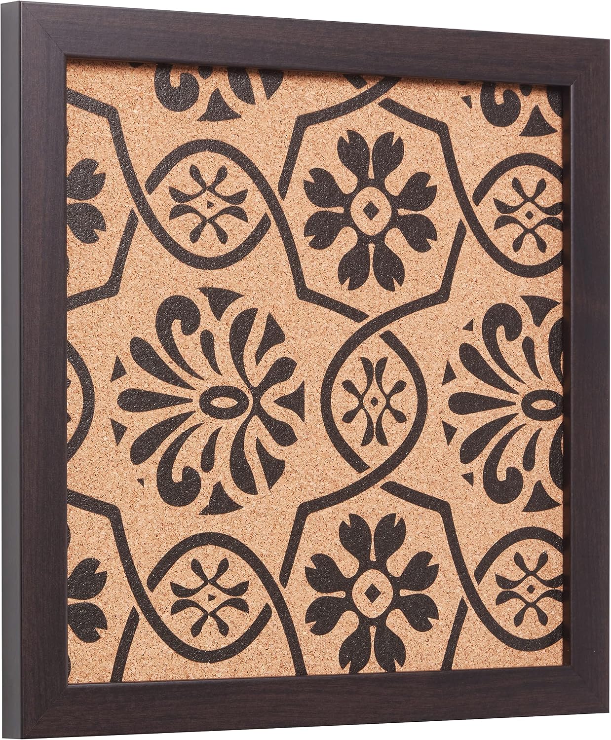 Craig Frames Decorative Cork Bulletin Board, 12x12 Inch, Brown Frame with Floral Pattern