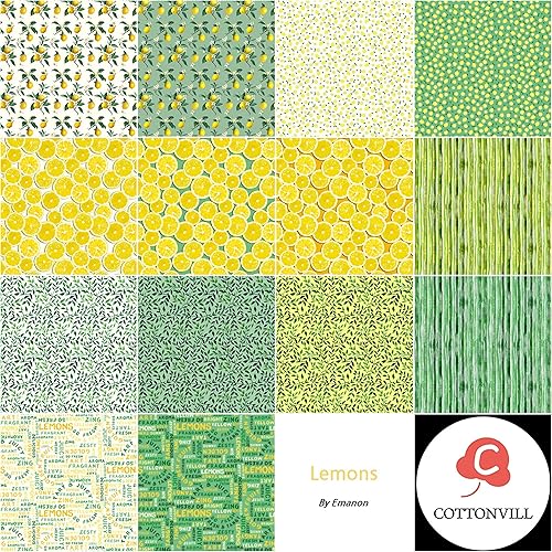 Miniatura 6 de COTTONVILL EMANON Collection 20COUNT - Tela de algodón con estampado (14 unidades, limones)