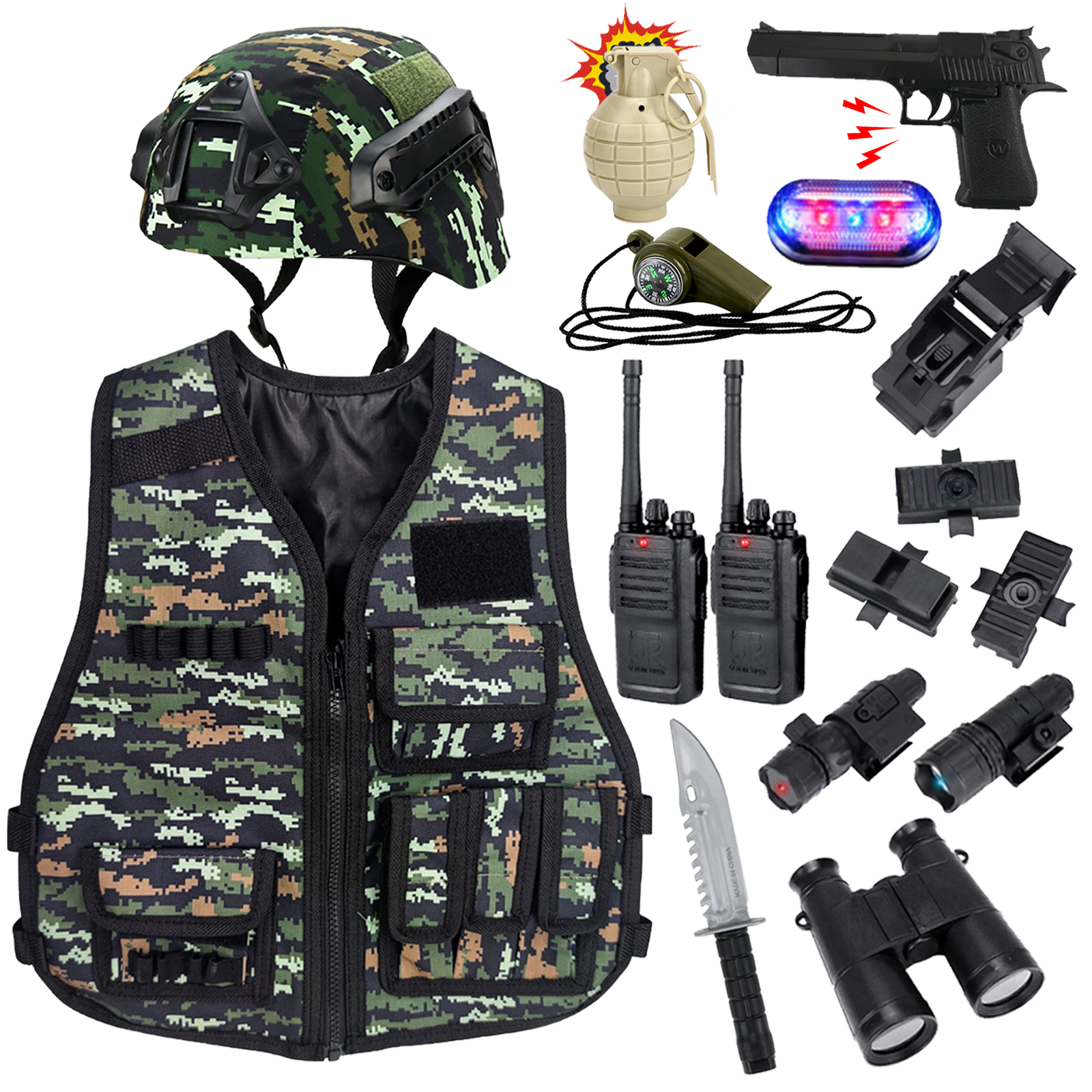 Disfraz militar para niños con accesorios y casco miniatura 7