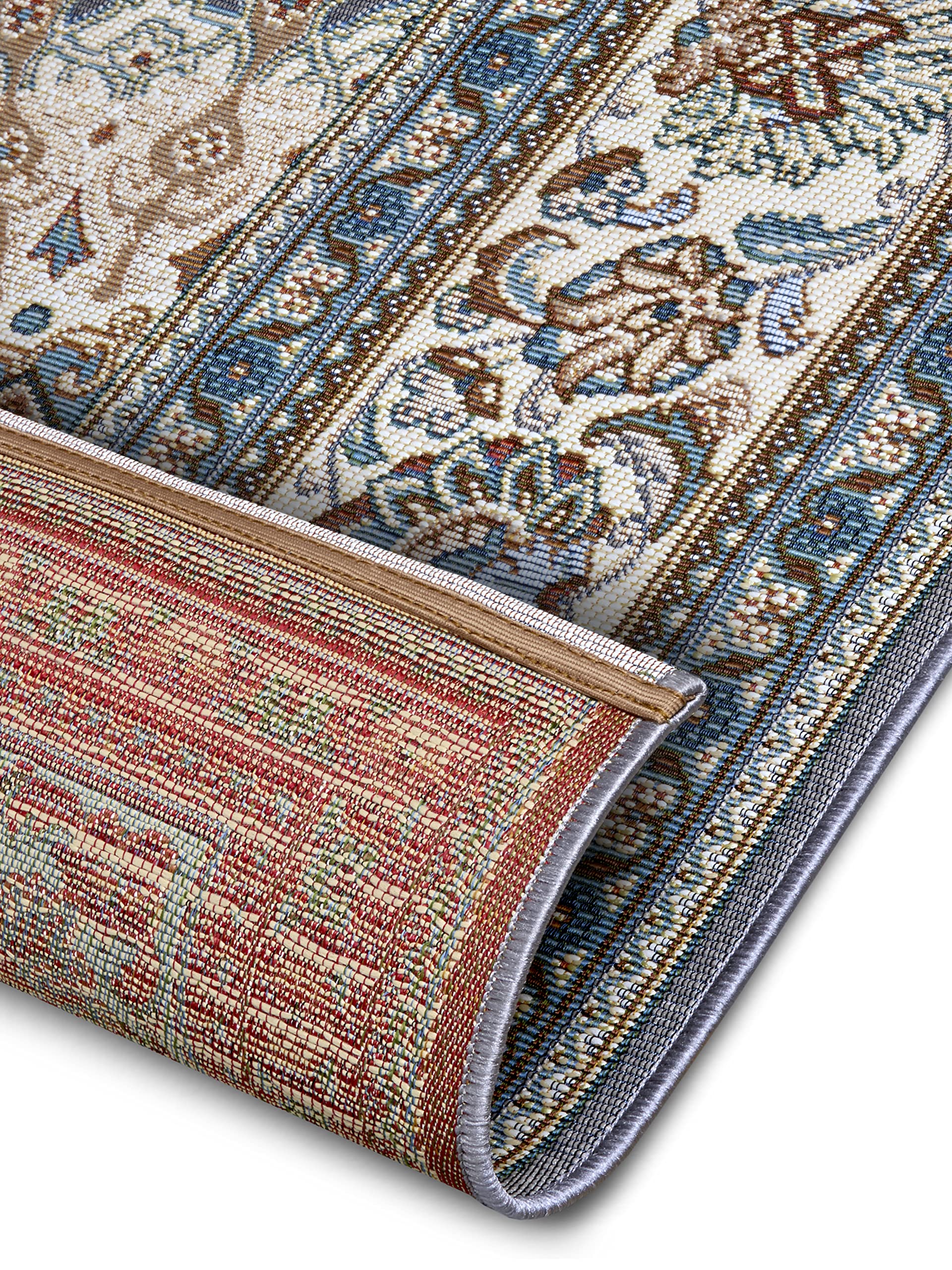 Hanse Home Kadi In- & Outdoor Teppich Orientalisch – Orient Flachgewebe, Orientalisches Design Klassisch, ÖKO-TEX Wetterfest & UV-beständig für Balkon, Terrasse, Garten – Grau Creme, 240x340cm