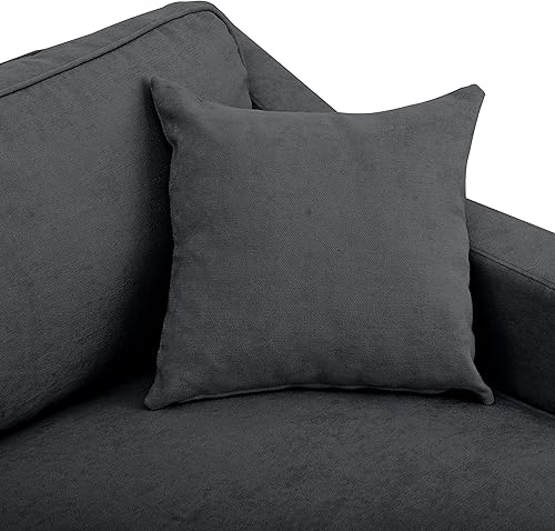 Miniatura 9 de Merax Sofá de dos plazas tapizado moderno con patas de metal, duradero con 2 almohadas, capacidad de asiento para 2-3 personas, 2 plazas, gris