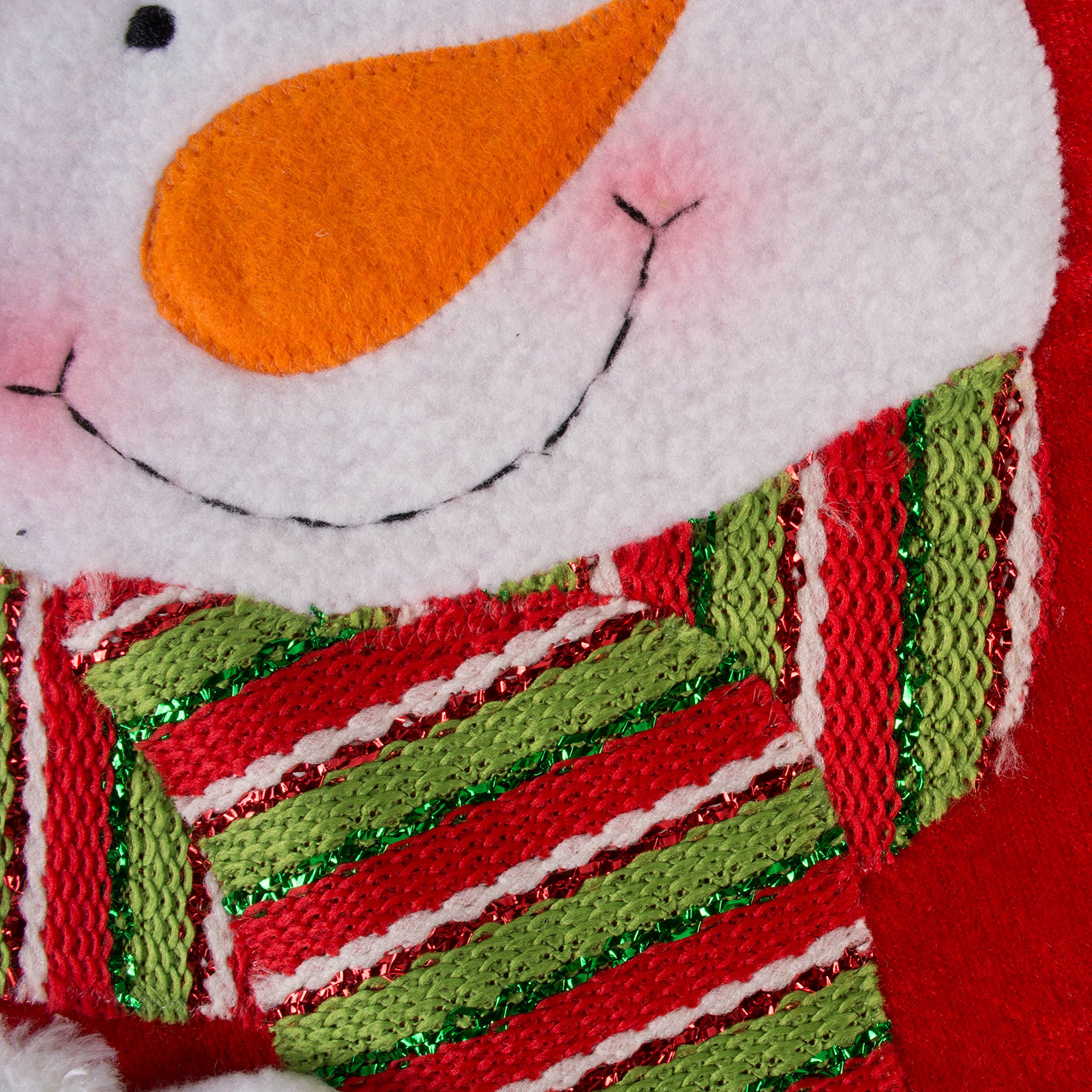 DII Dekoratives Weihnachtsstrumpf-Set für die Familie Urlaubsdekoration mit Schlaufe zum Aufhängen, Polyester, Filz-Applikation Weihnachtsmann und Schneemann, 21x5, 2