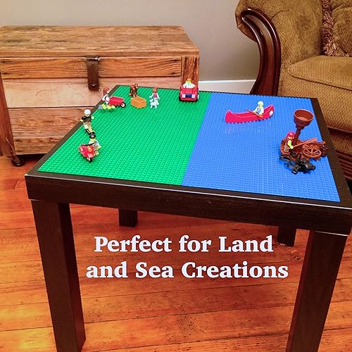 Miniatura 9 de Variedad de bases clásicas conjunto de 4 10 x 10 compatible con todas las principales marcas de bloques de construcción verde y azul por Creative QT